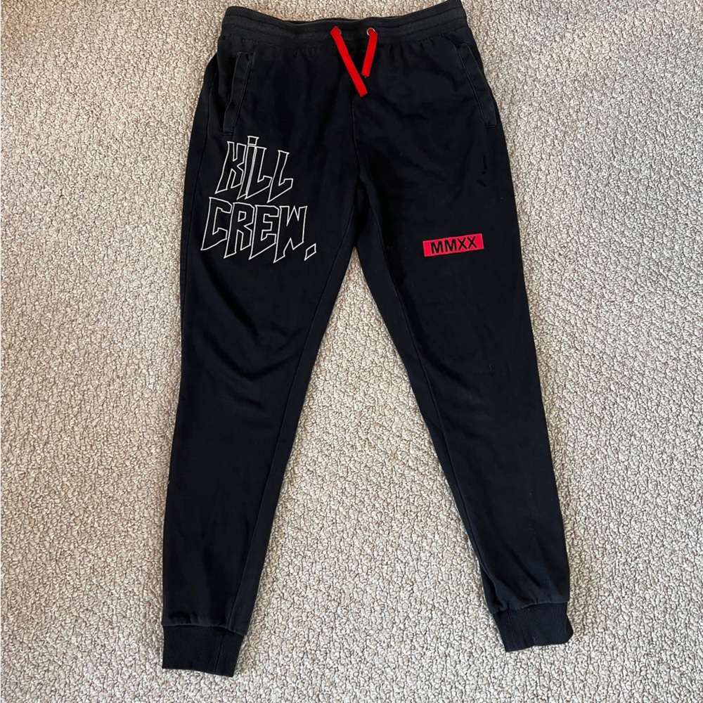Kill Crew Sweatpants Men Medium Black MMXX Logo Joggers Streetwear Unisex LA